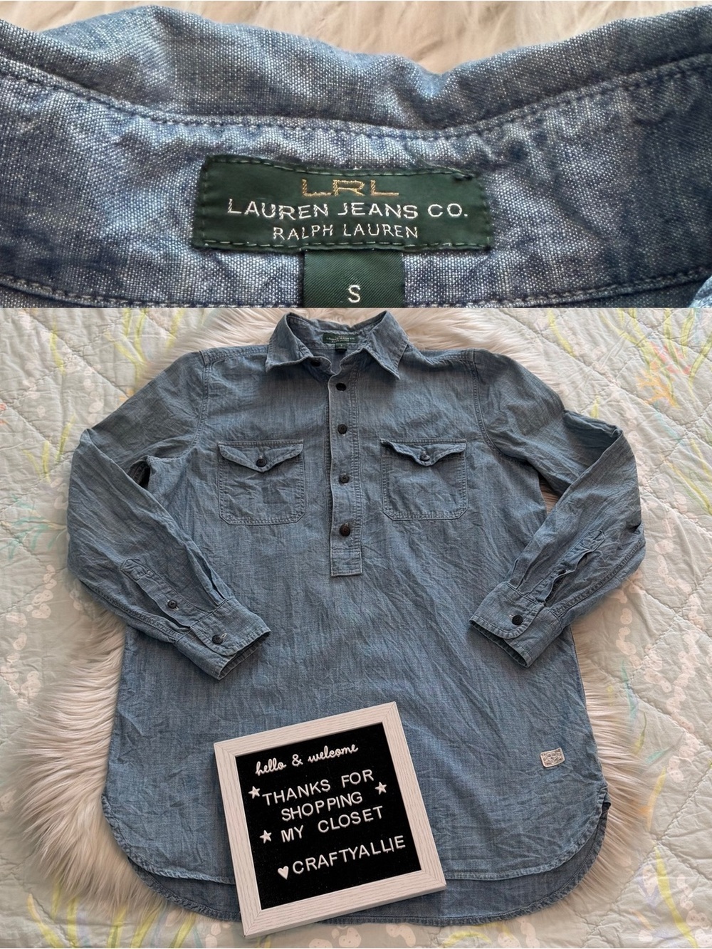 Lauren Ralph Lauren - Lauren Jeans Co Light Blue Chambray Tunic Top | Women’s S